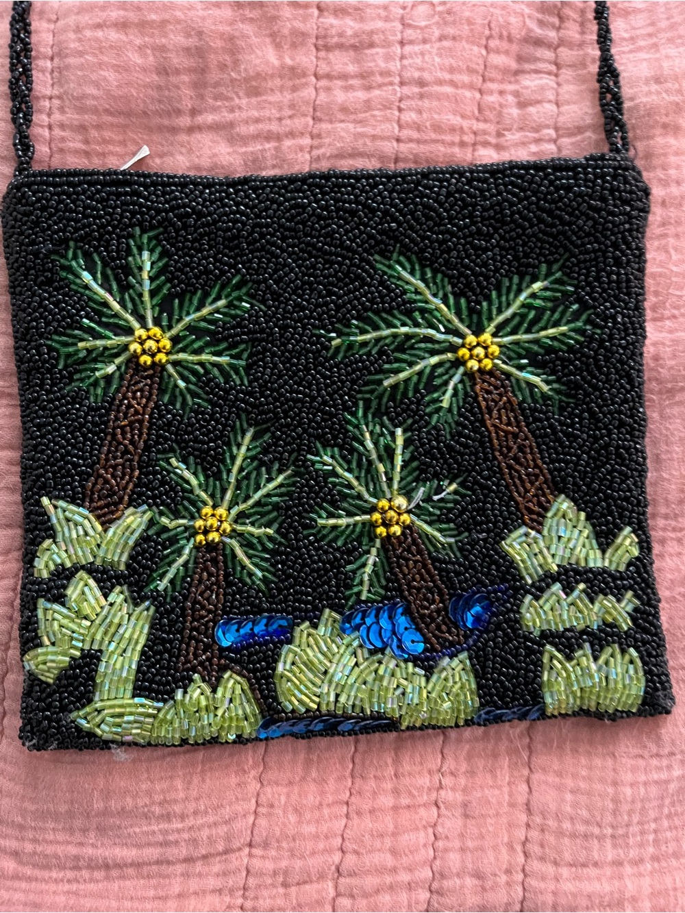 palm tree embroidered embellished mini purse cross body